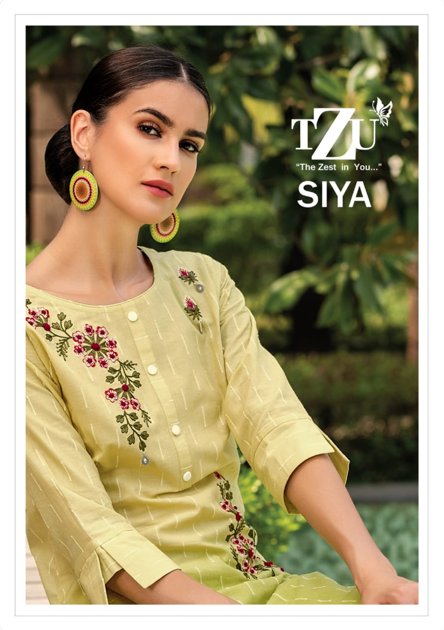 tzu siya cotton authentic fabric top with bottom and dupatta catalog