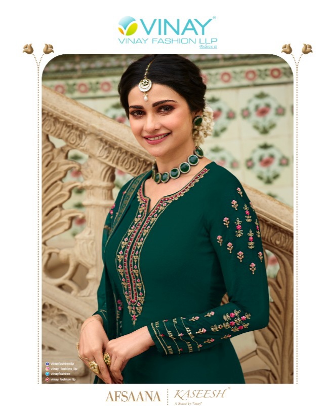 vinay fashion kaseesh afsaana georgette attrective embroidary look  salwar suit catalog