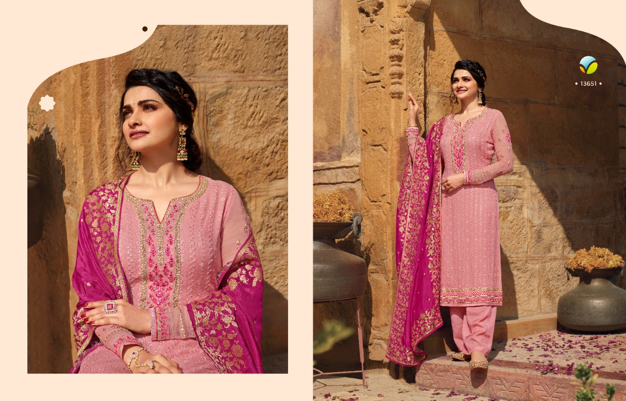 vinay fashion kaseesh moon georgette decent embroidary look salwar suit catalog