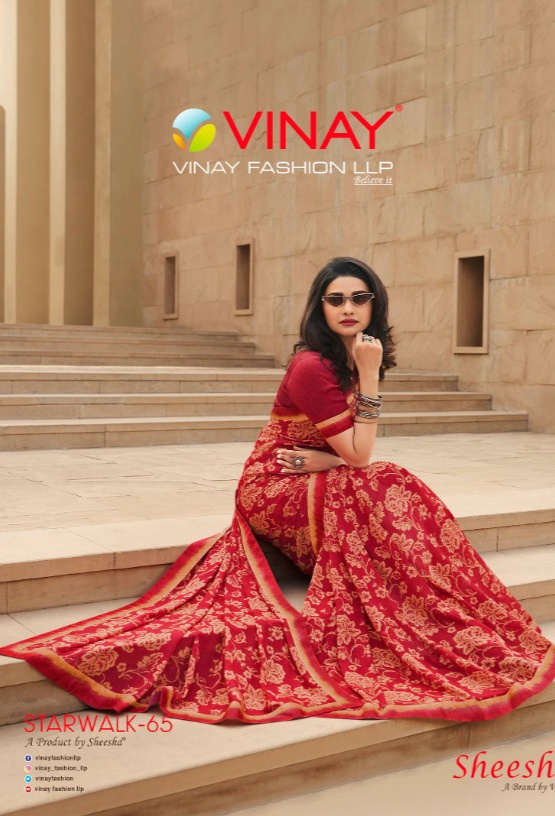 vinay fashion sheesha starwalk 65 georgget elegant look saree catalog