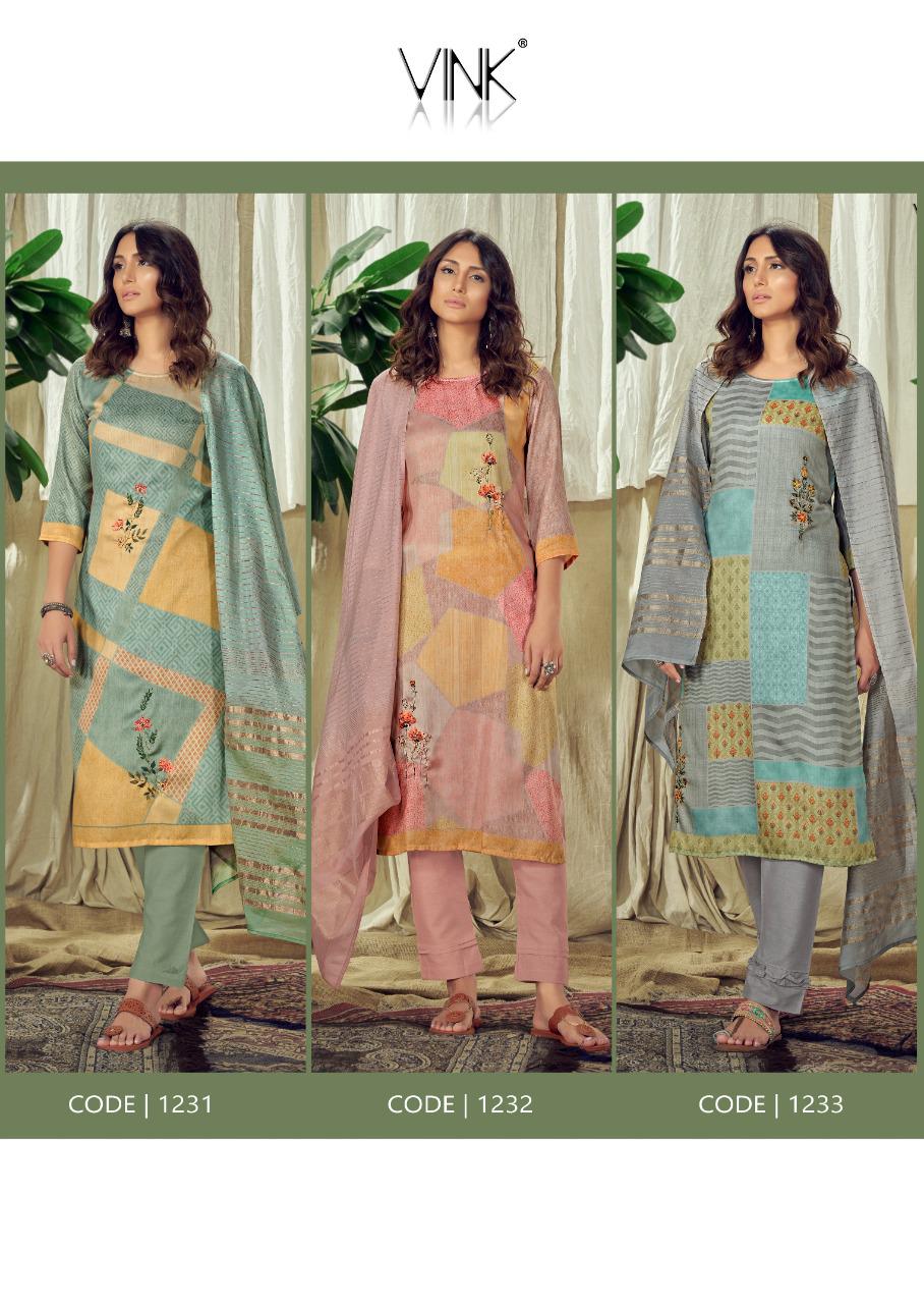 vink santorini cotton satin astonishing look kurti pant with dupatta catalog