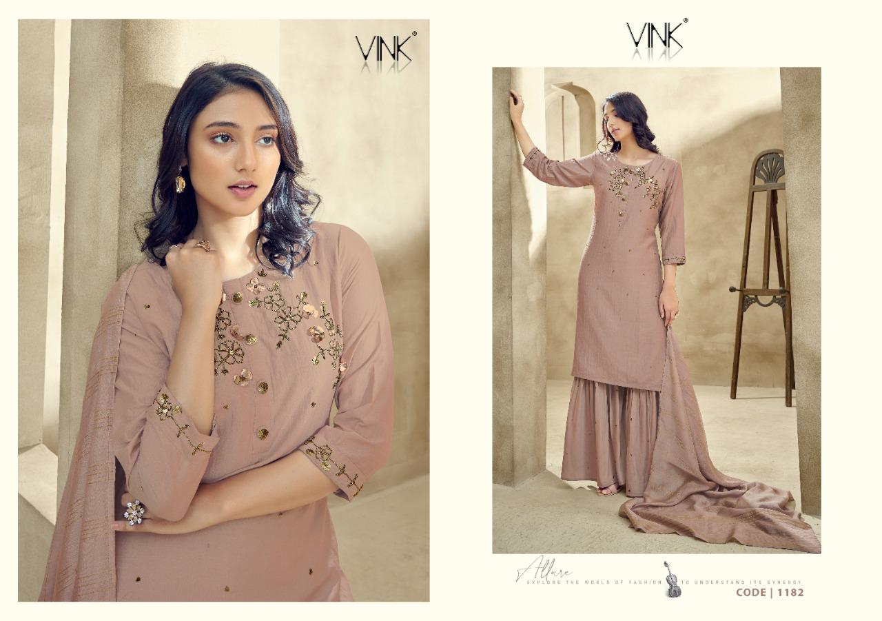 vink violin silk gorgeous look kurta dupatta with sharara catalog