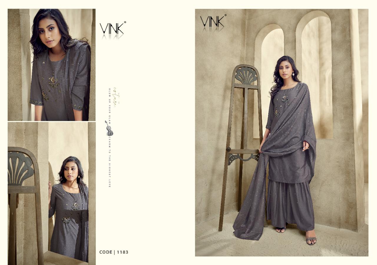 vink violin silk gorgeous look kurta dupatta with sharara catalog