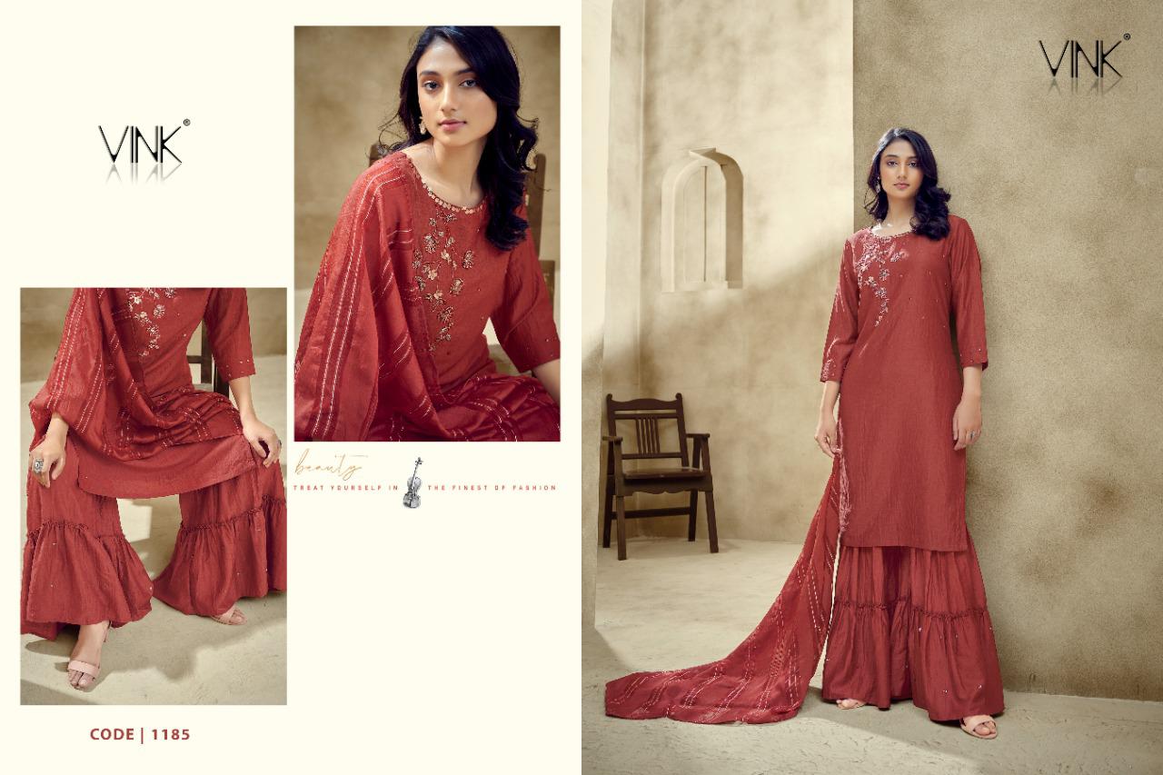 vink violin silk gorgeous look kurta dupatta with sharara catalog