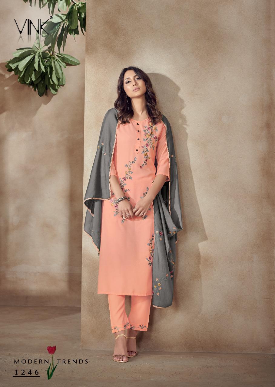 vink wonder rayon astonishing look kurti pant with dupatta catalog