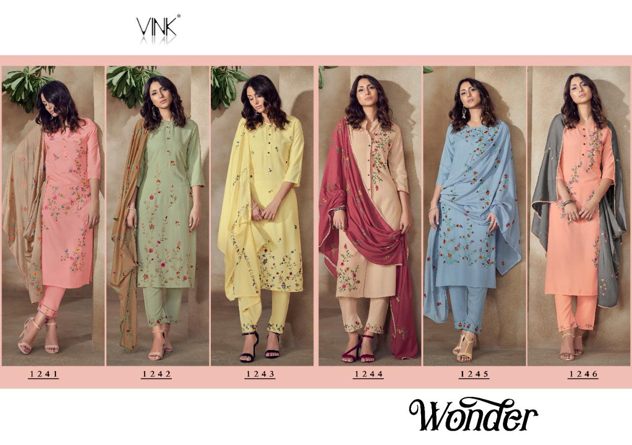 vink wonder rayon astonishing look kurti pant with dupatta catalog