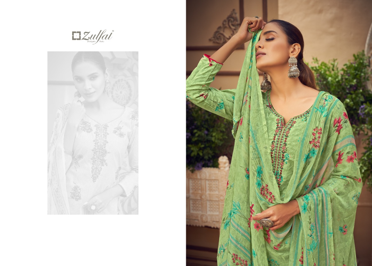 zulfat designer suits siyahi cotton attrective print salwar suit catalog