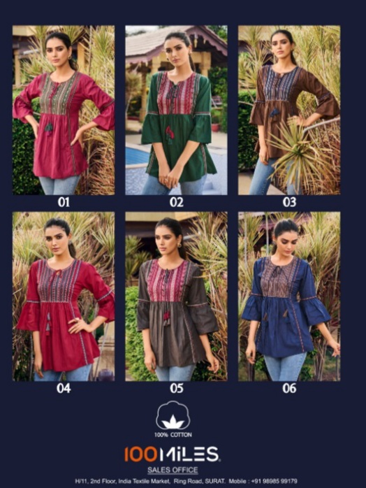 100 miiles pearl cotton elegant look tops catalog