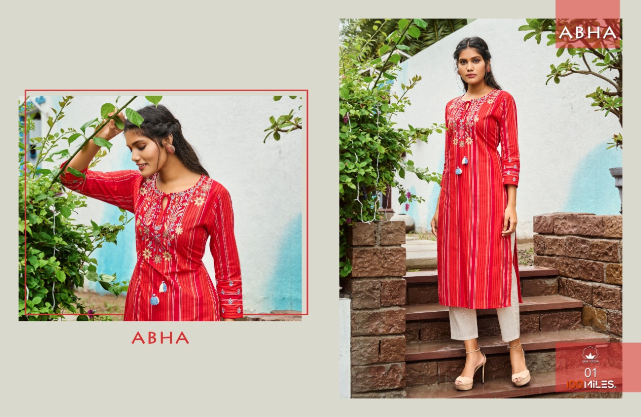 100 miles abha cotton  graceful look kurti catalog