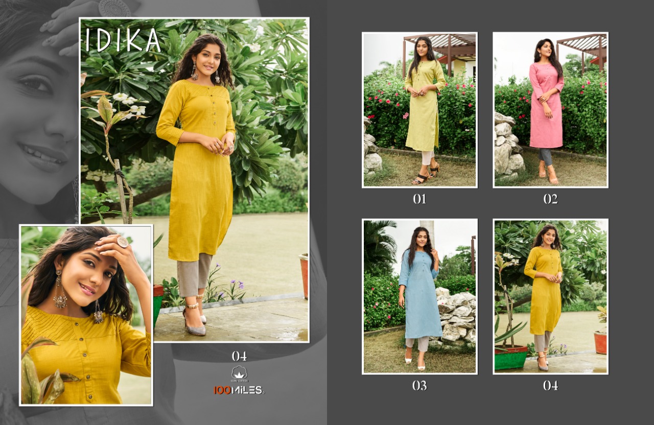 100 miles idika cotton attractive fancy kurti catalog