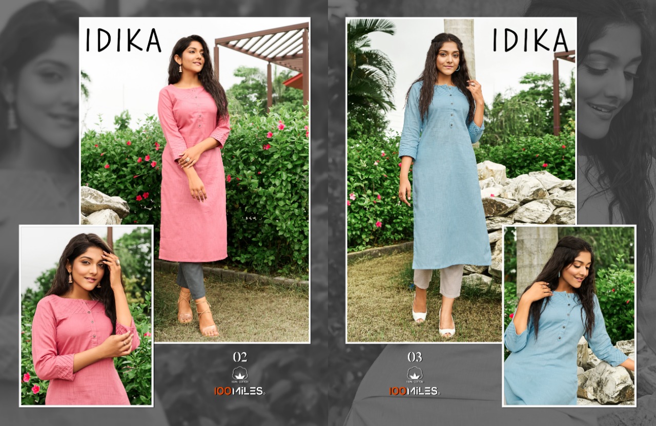 100 miles idika cotton attractive fancy kurti catalog