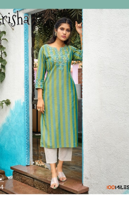 100 miles trisha cotton graceful look kurti catalog