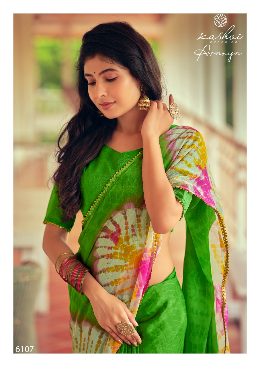 lt kashvi creation aranya shiffon exclusive print and colours saree catalog