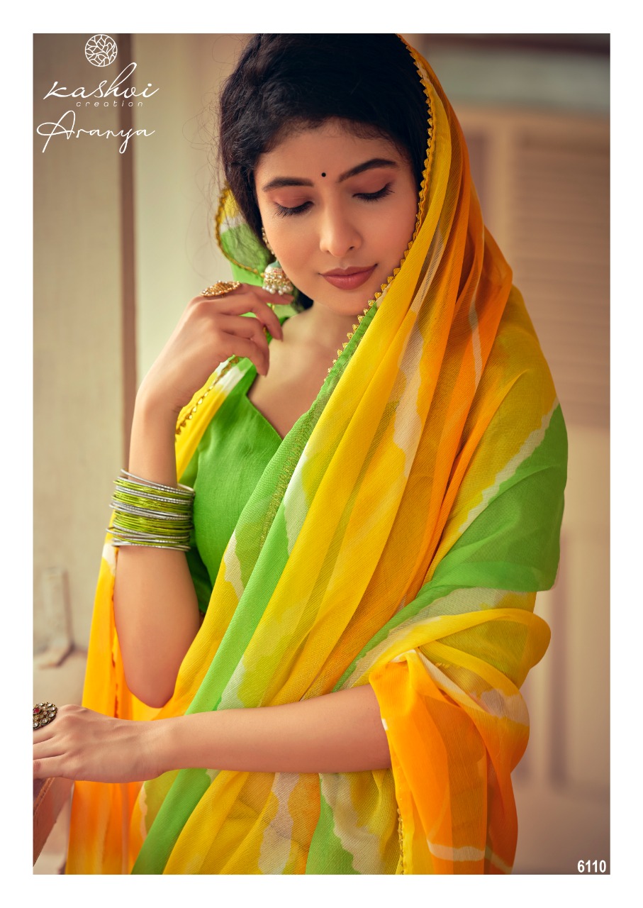 lt kashvi creation aranya shiffon exclusive print and colours saree catalog