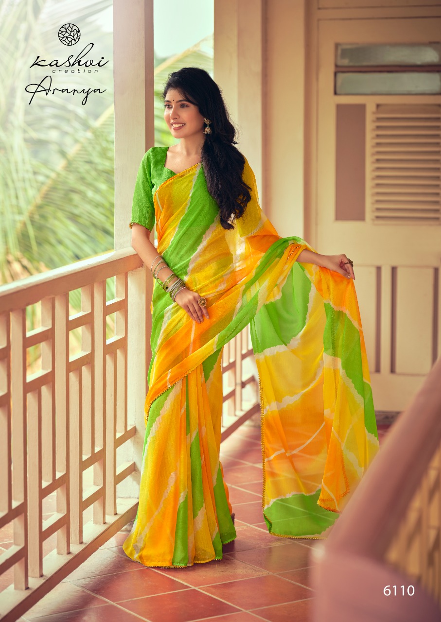 lt kashvi creation aranya shiffon exclusive print and colours saree catalog