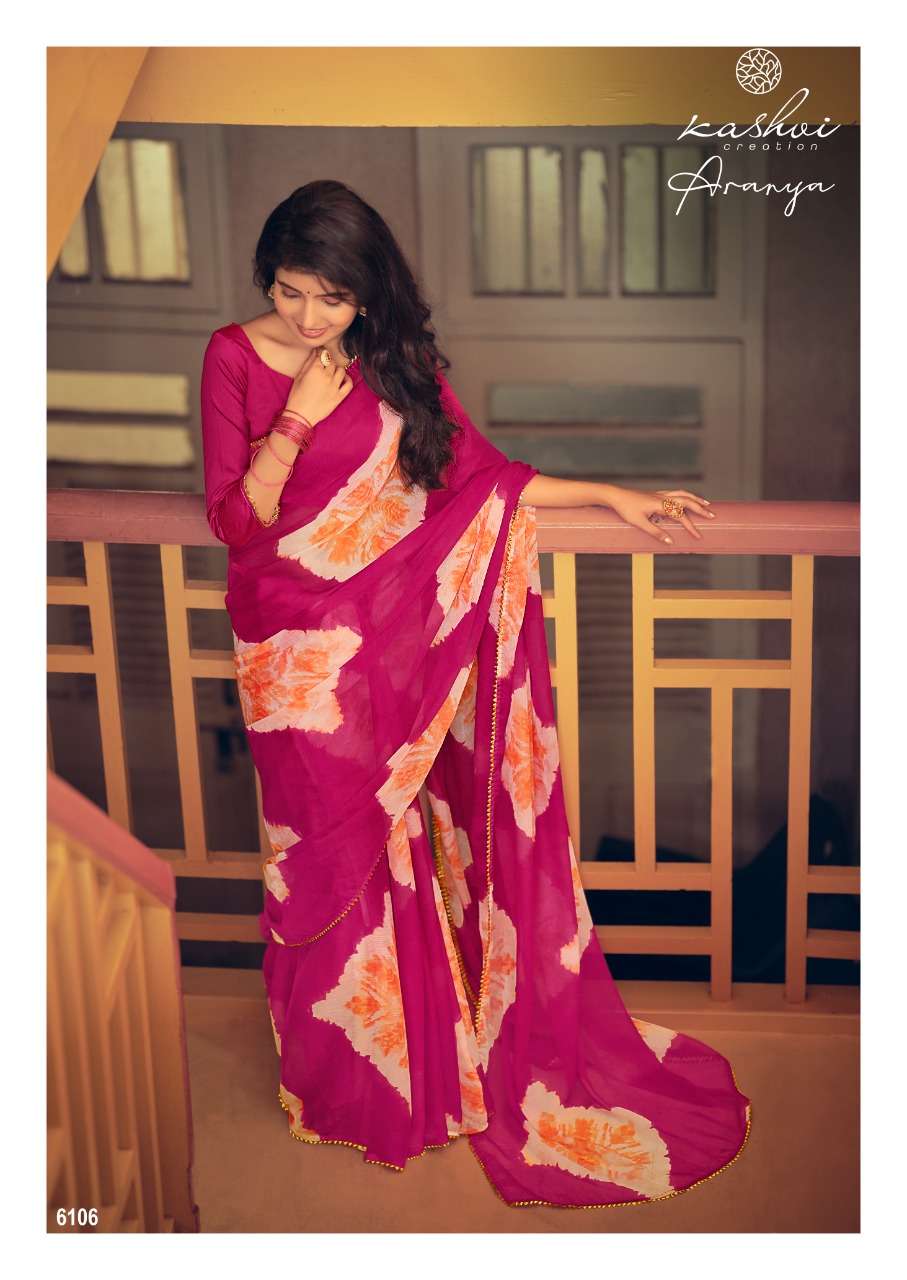 lt kashvi creation aranya shiffon exclusive print and colours saree catalog