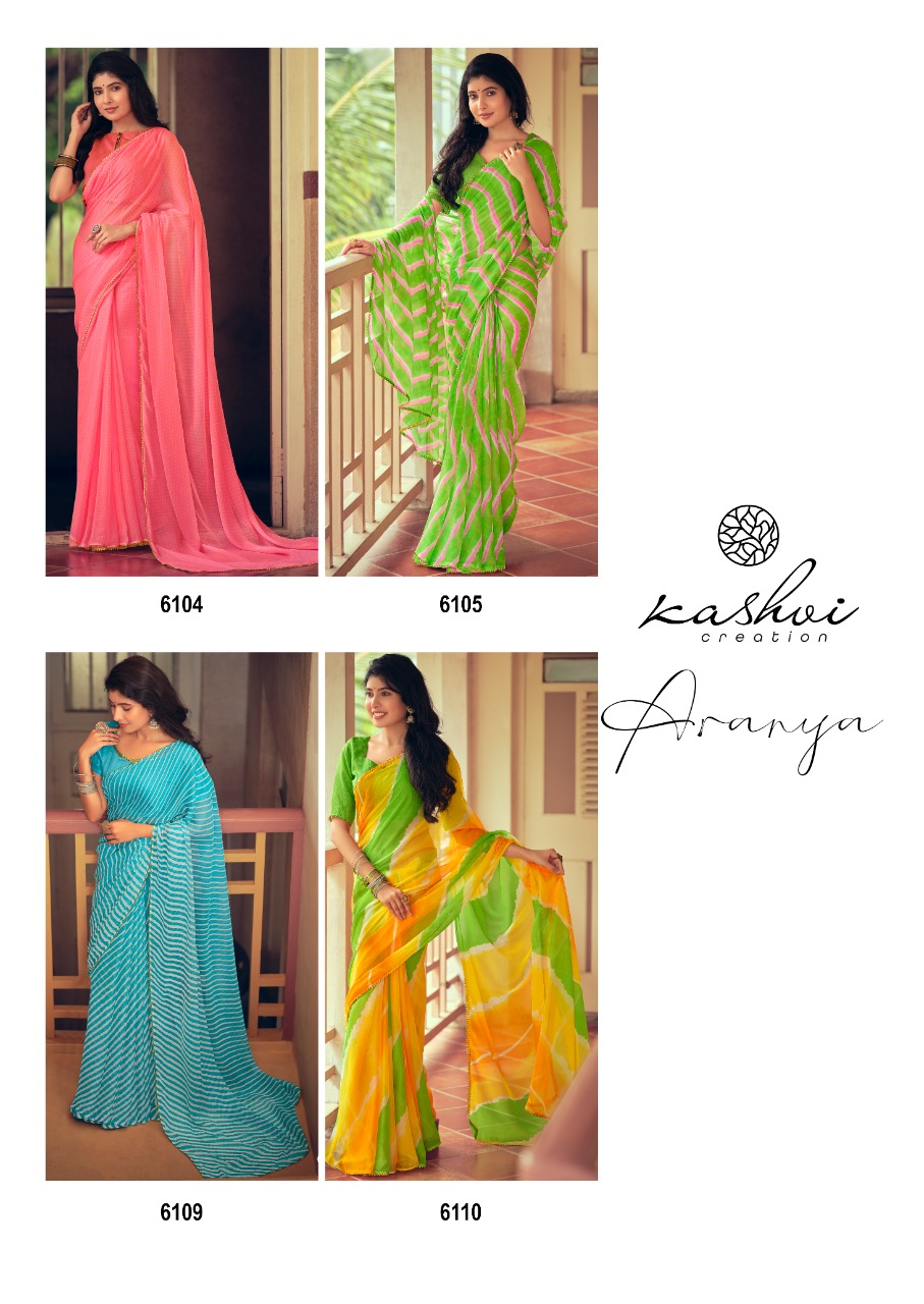 lt kashvi creation aranya shiffon exclusive print and colours saree catalog