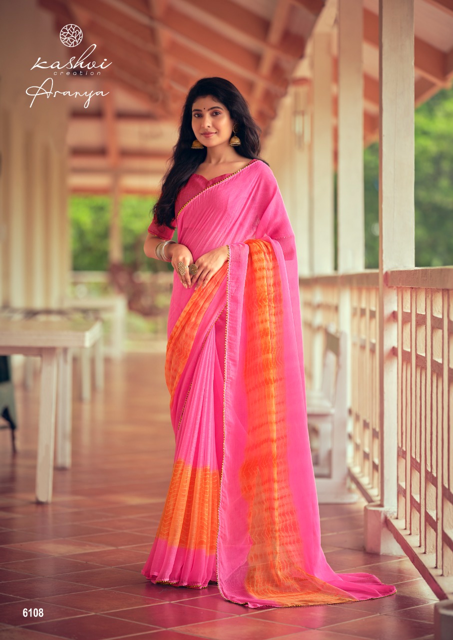 lt kashvi creation aranya shiffon exclusive print and colours saree catalog