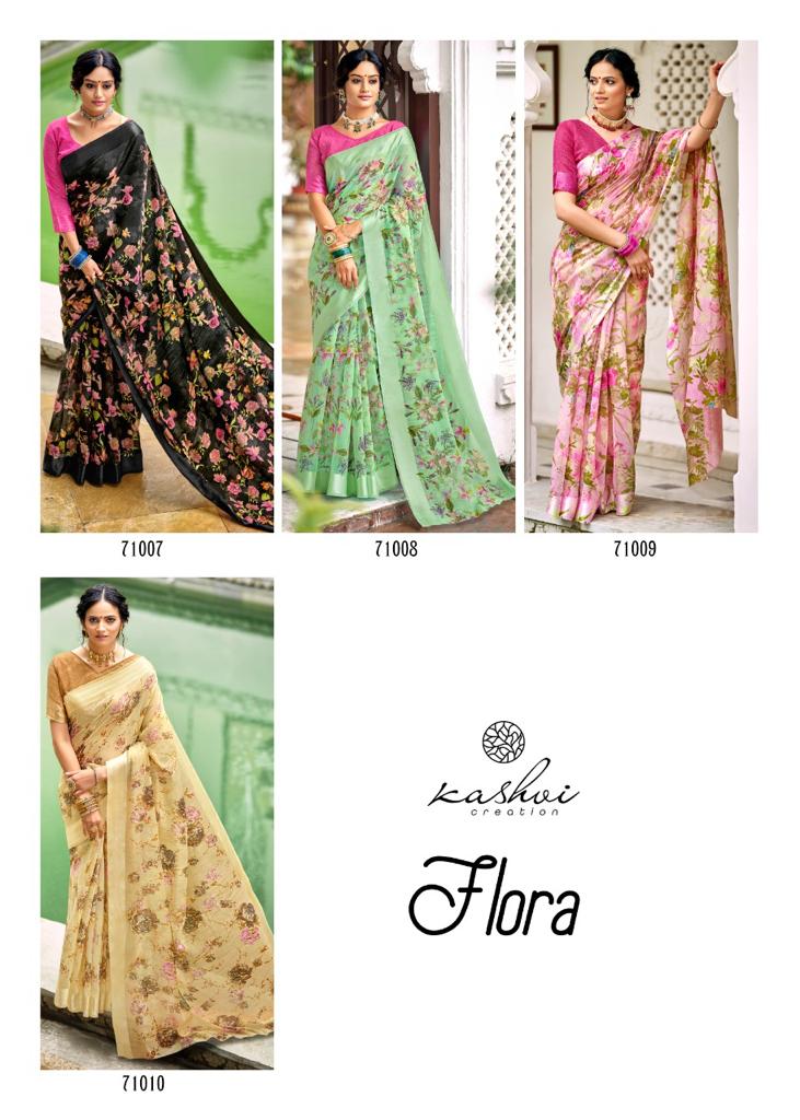 lt kashvi creation flora satin elegant print saree catalog