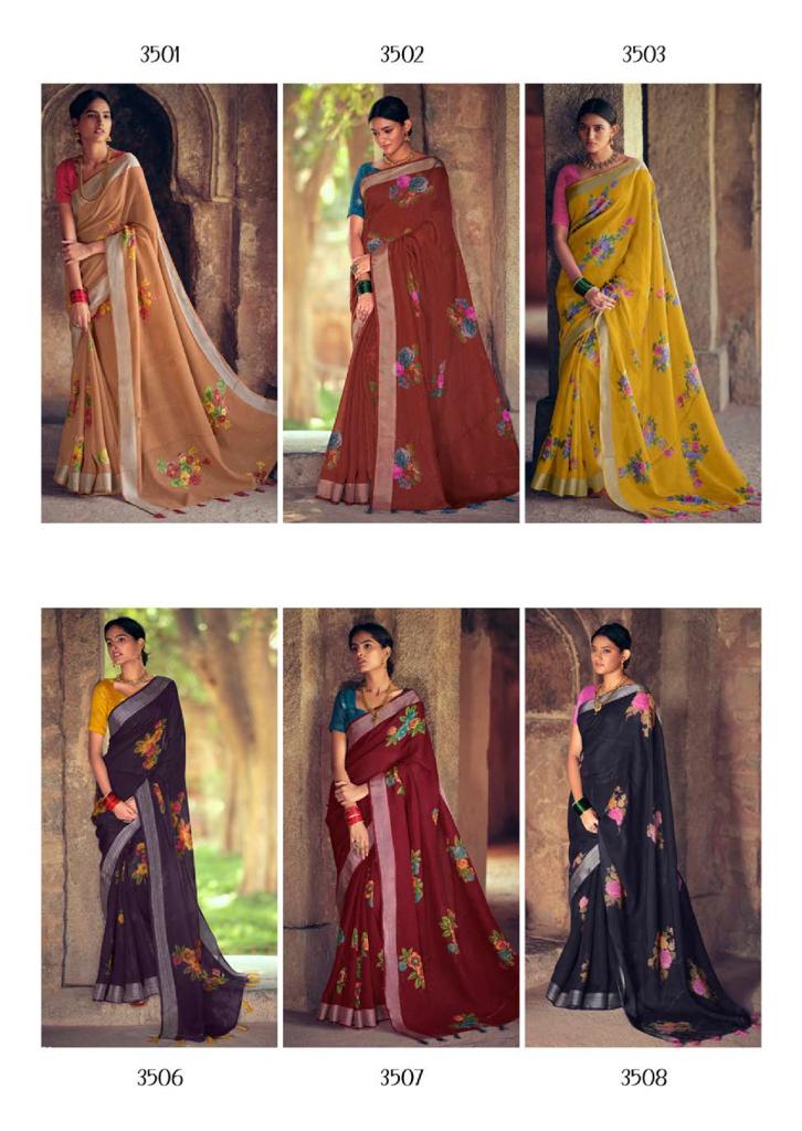 lt kashvi creation dharma linen beautiful print saree catalog