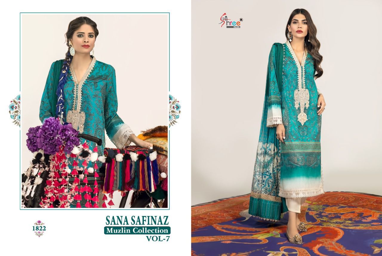 shree fab sana safinaz muzlin collection vol 7 cotton attrective colours salwar suit with cotton dupatta catalog