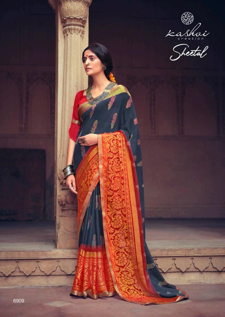 lt kashvi creation sheetal shiffon elegant print saree catalog