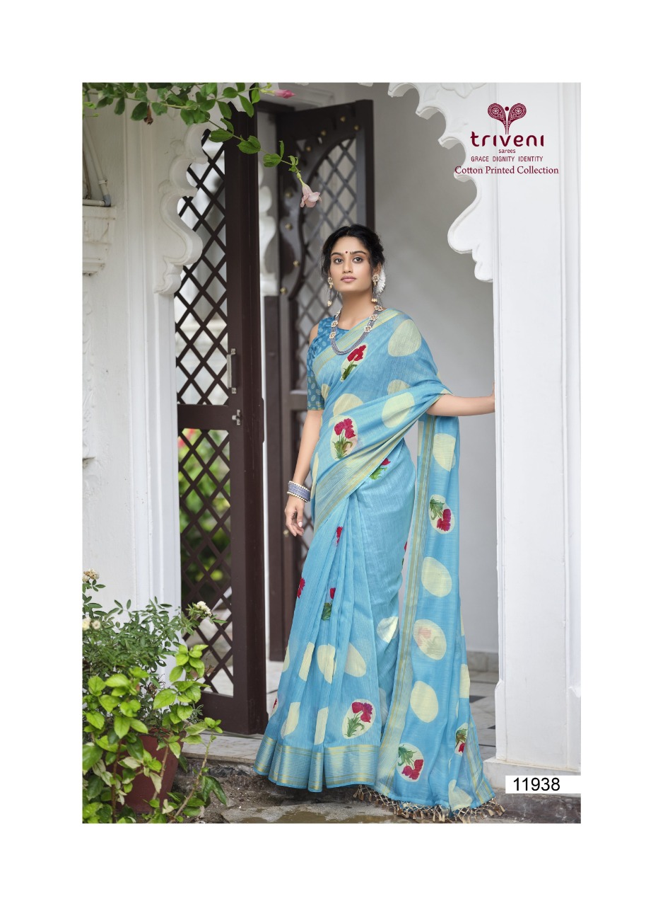 triveni sarees rangun cotton gorgeous look saree catalog