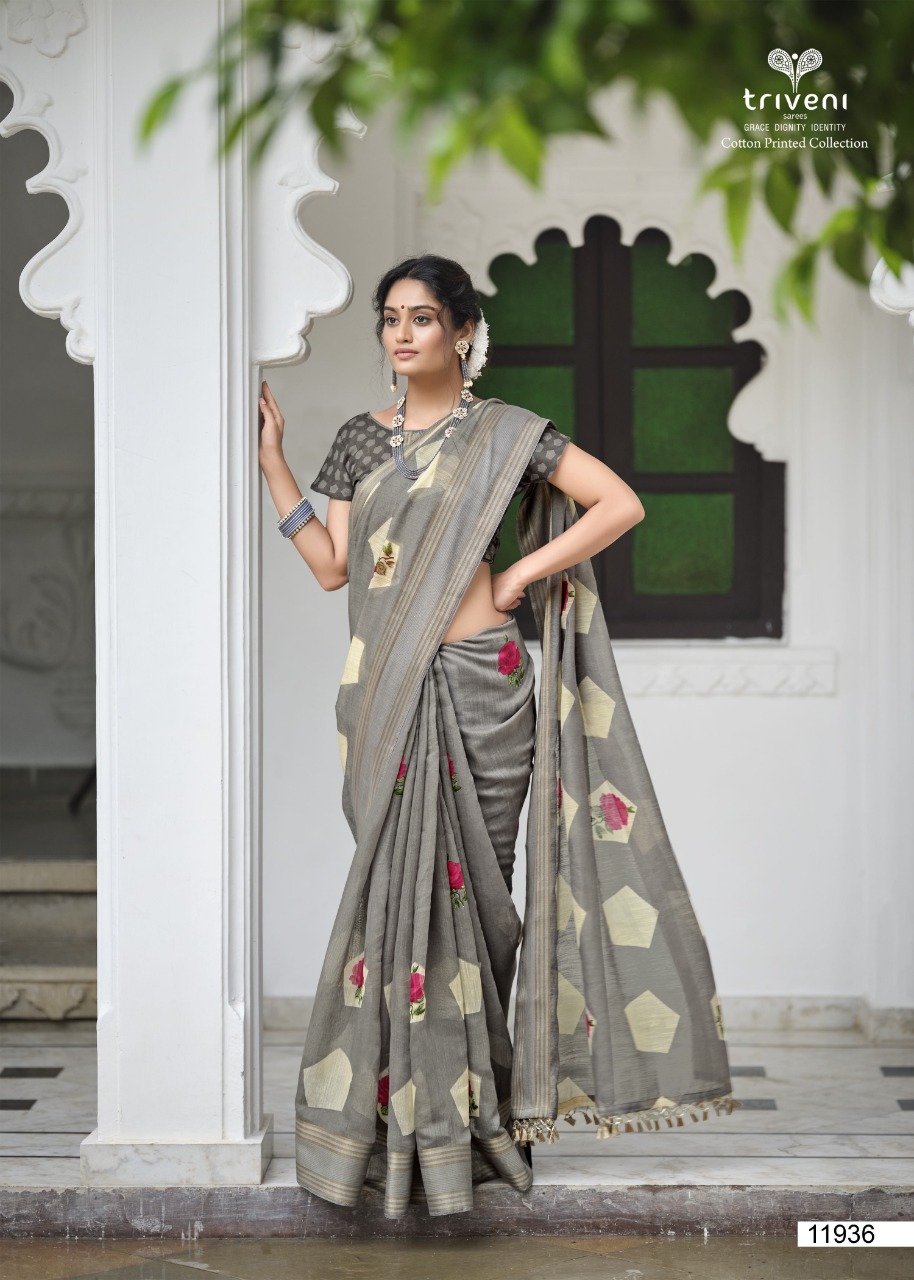 triveni sarees rangun cotton gorgeous look saree catalog