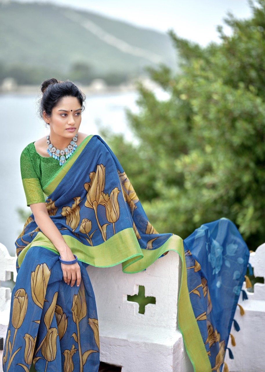 triveni sarees swet cotton attractive look saree catalog