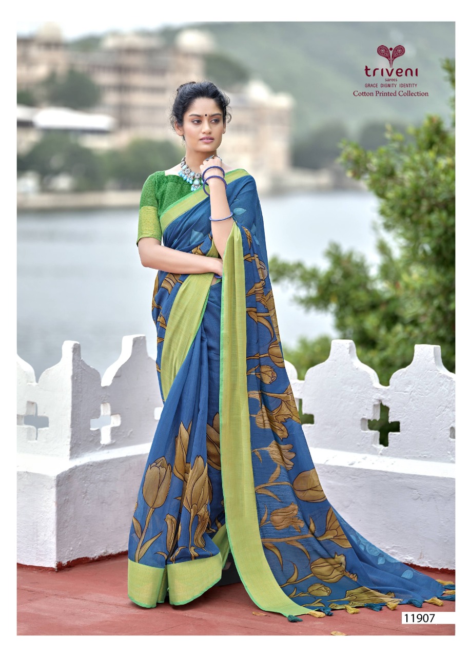 triveni sarees swet cotton attractive look saree catalog