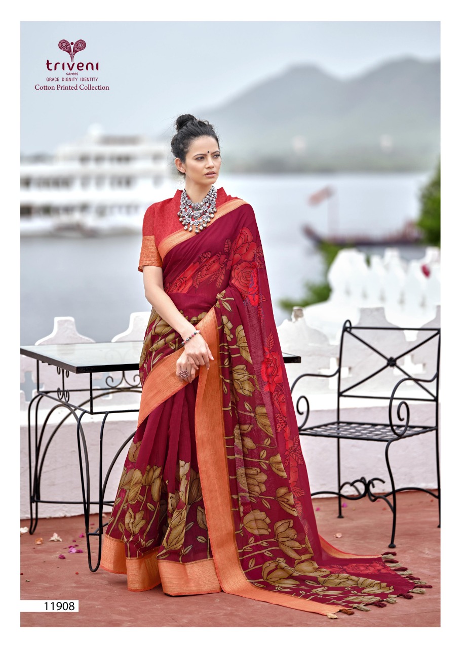 triveni sarees swet cotton attractive look saree catalog