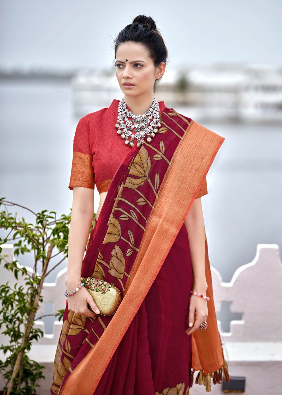 triveni sarees swet cotton attractive look saree catalog