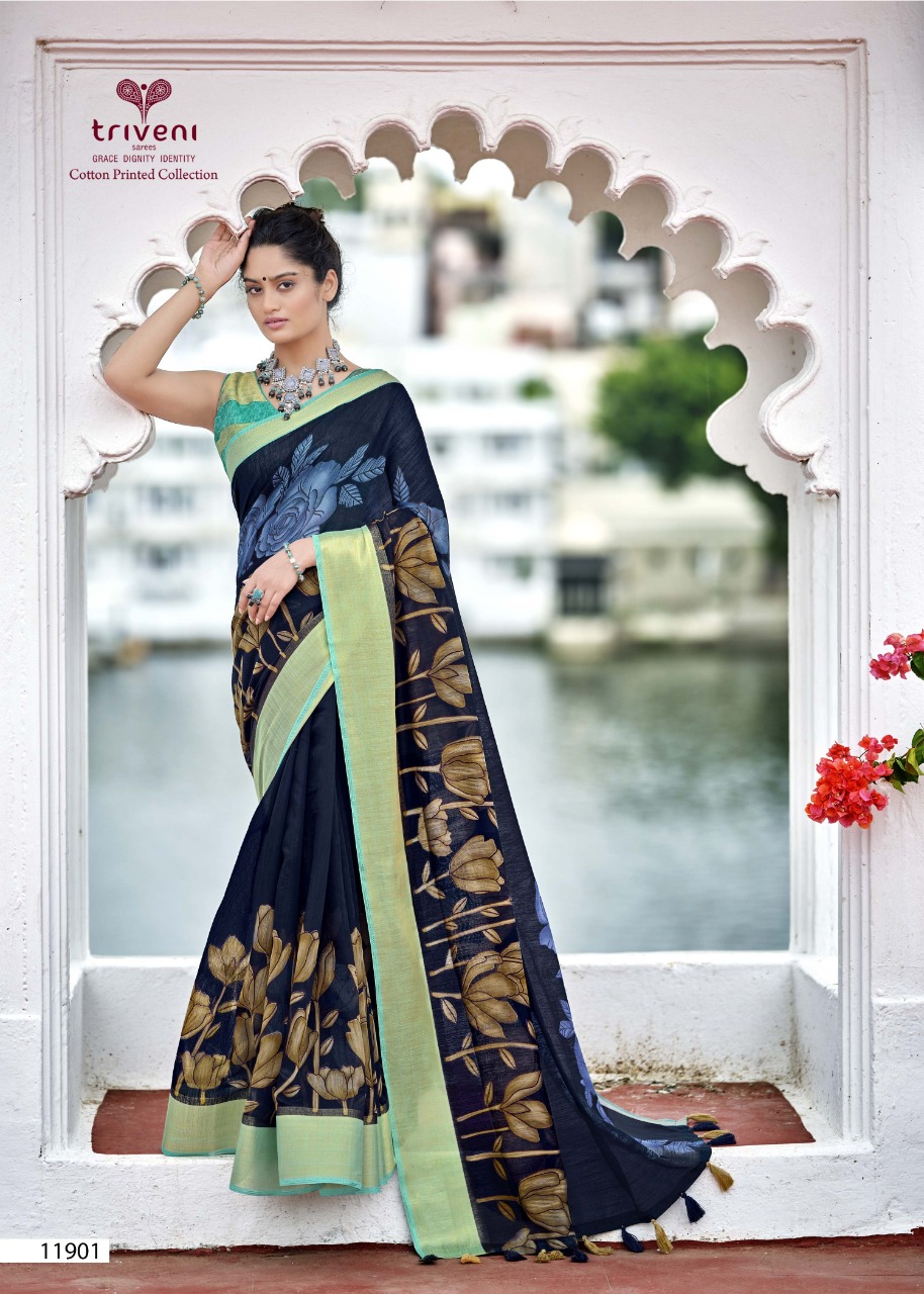 triveni sarees swet cotton attractive look saree catalog