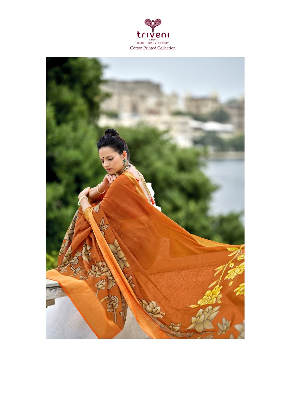 triveni sarees swet cotton attractive look saree catalog