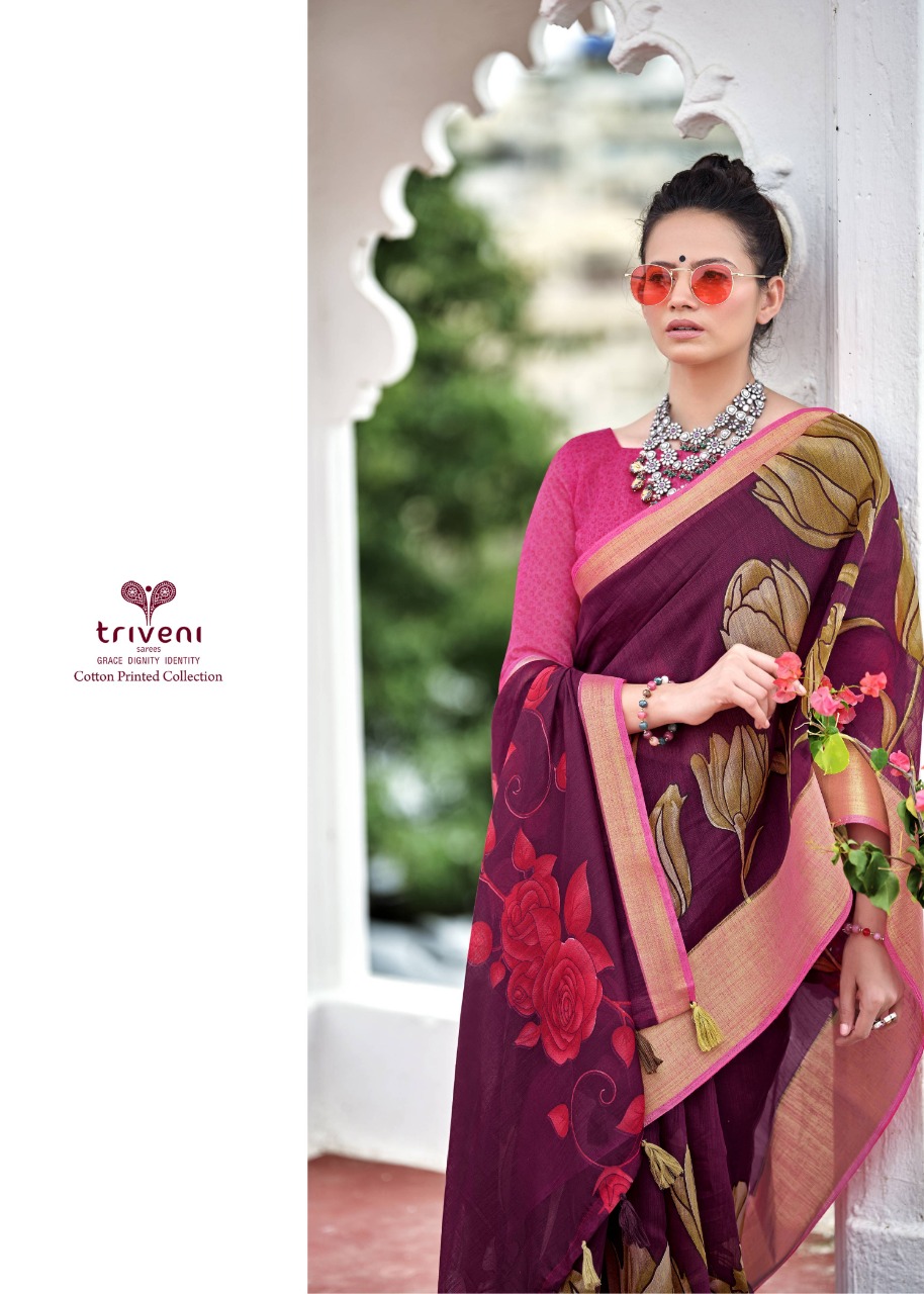 triveni sarees swet cotton attractive look saree catalog