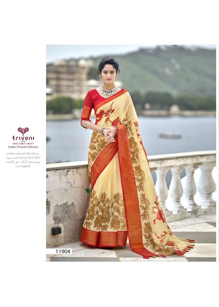 triveni sarees swet cotton attractive look saree catalog