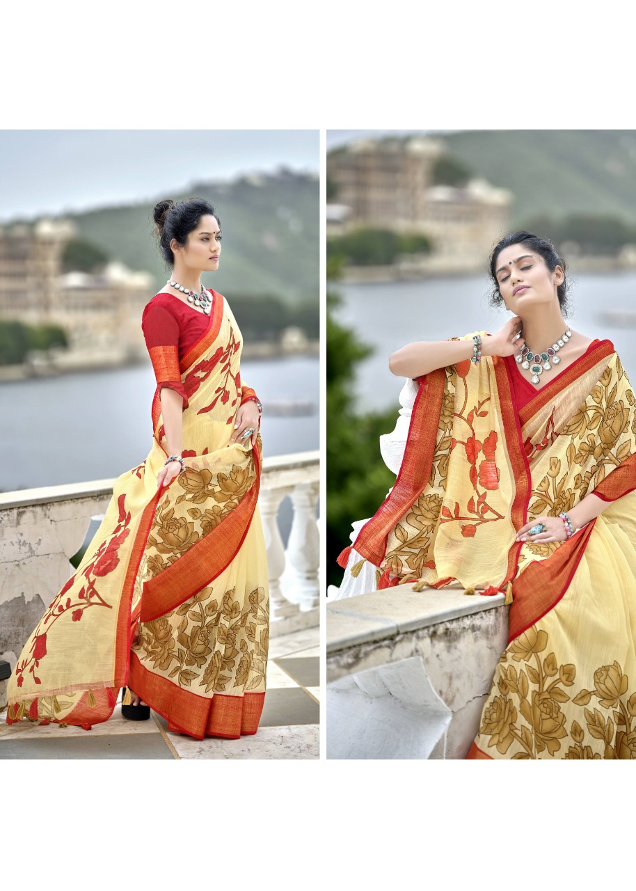 triveni sarees swet cotton attractive look saree catalog