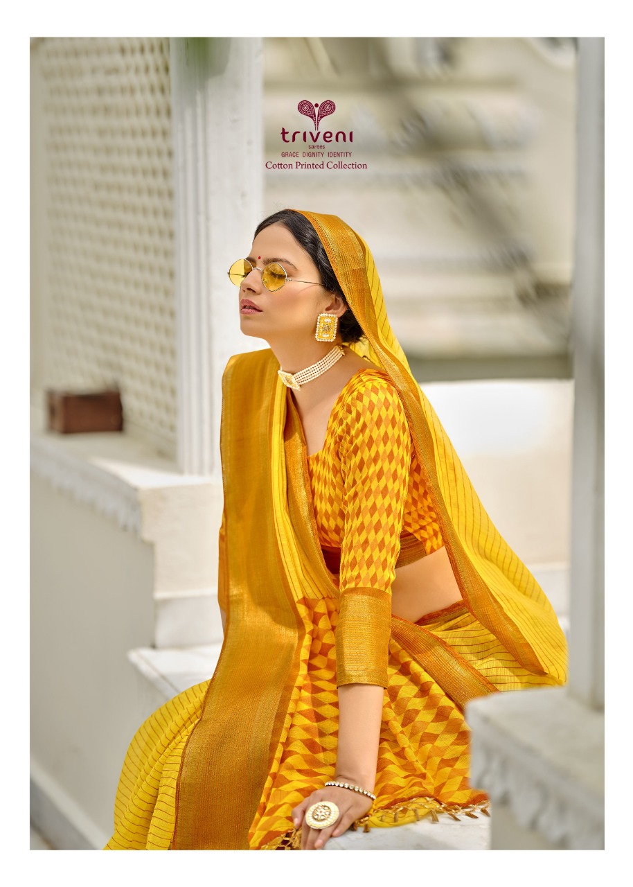 triveni sarees wings cotton exclusive print saree catalog