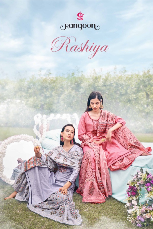 rangoon rashiya cotton exclusive print top  with sharara and dupatta catalog