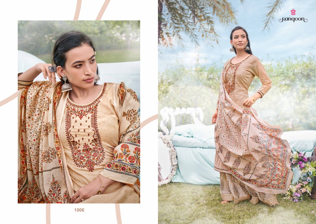 rangoon rashiya cotton exclusive print top  with sharara and dupatta catalog