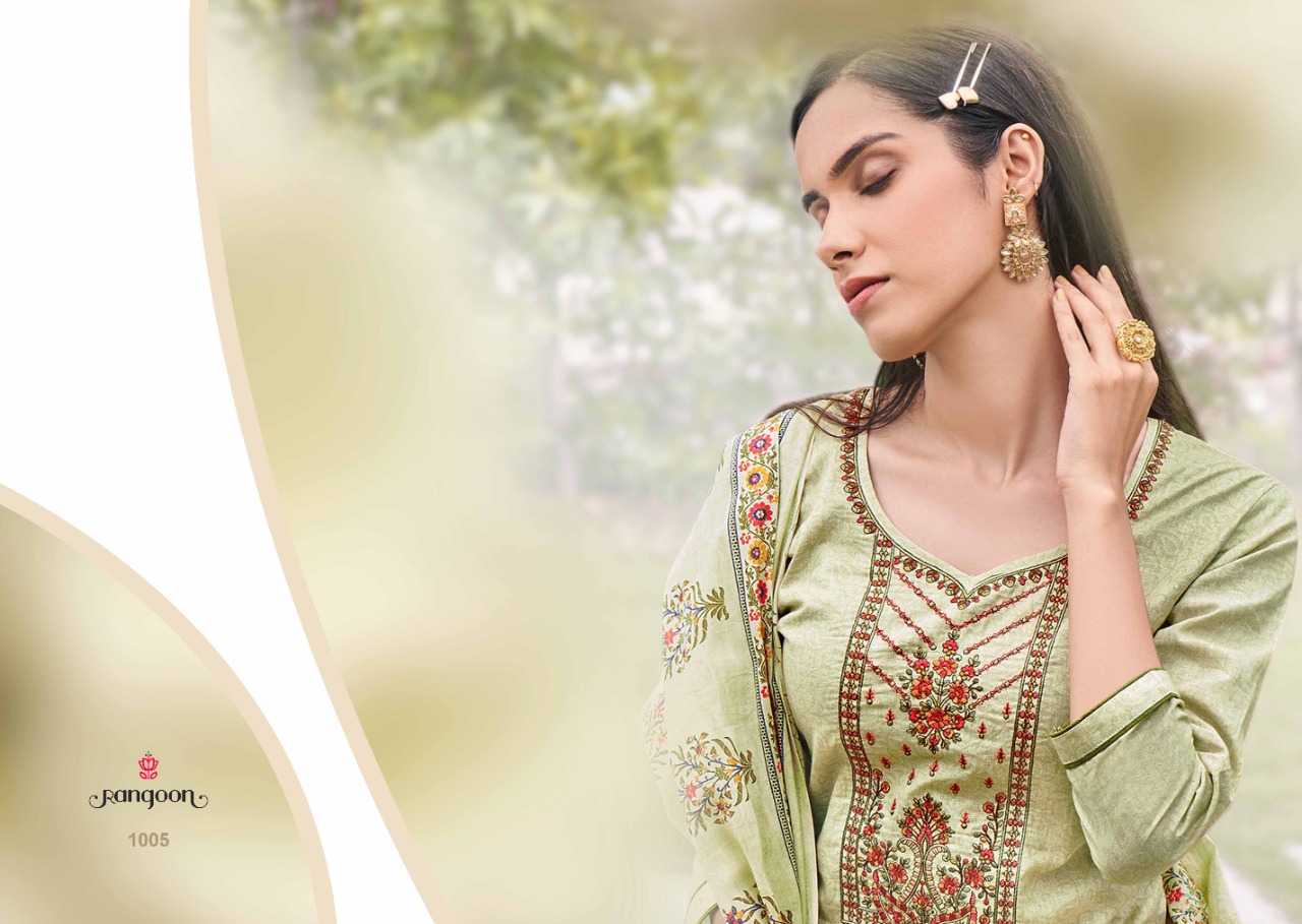 rangoon rashiya cotton exclusive print top  with sharara and dupatta catalog