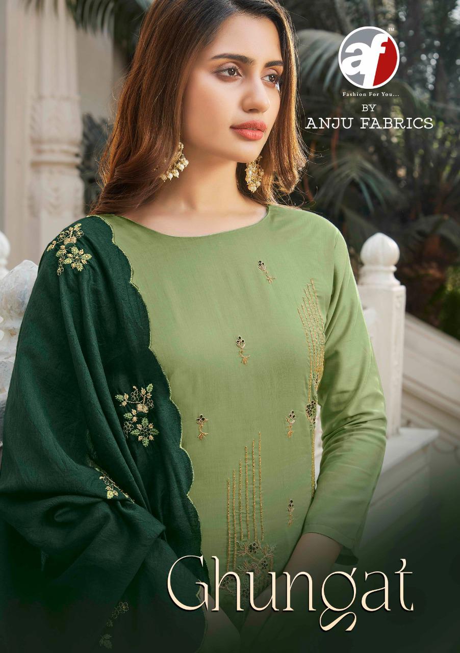 anju fabrics ghunghat vol 1 pure viscose regal look kurti bottom with dupatta catalog