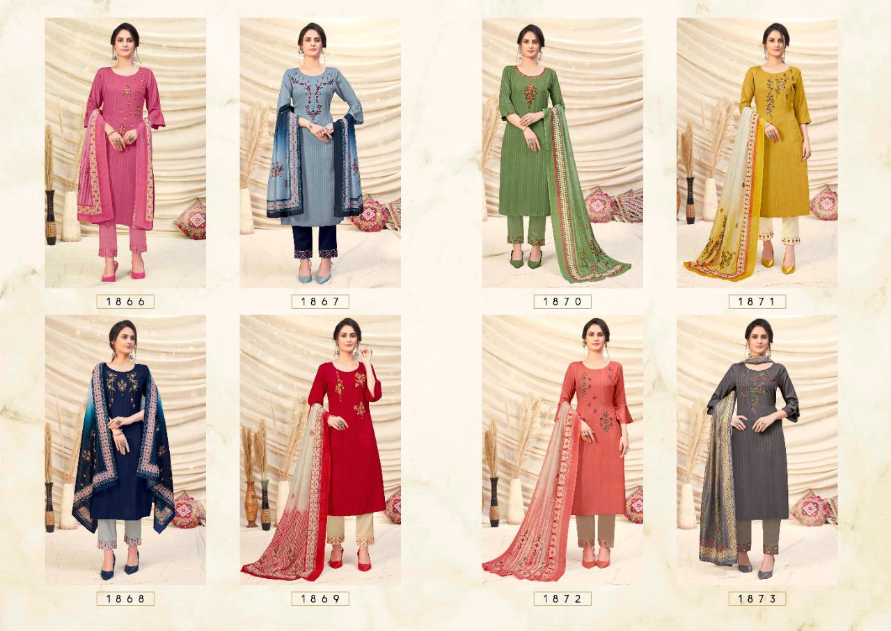 anju fabrics simran viscose astonishing top with bottom and dupatta catalog