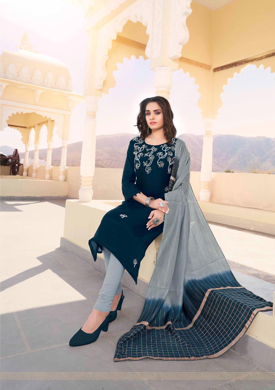 anju fabrics sundari vol 1 maslin  elegant kurti with dupatta catalog