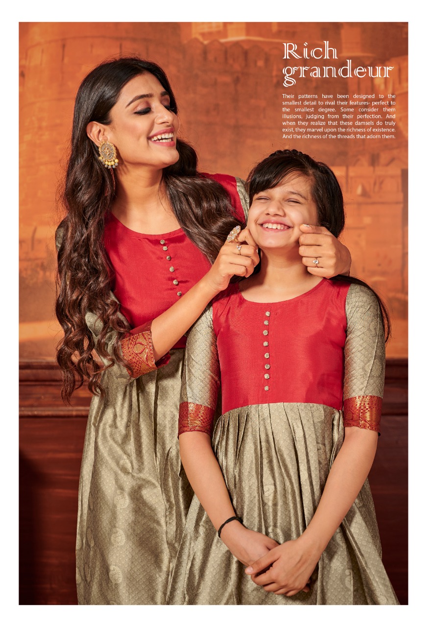 banwery mother and daughter silk regal look combo gown catalog