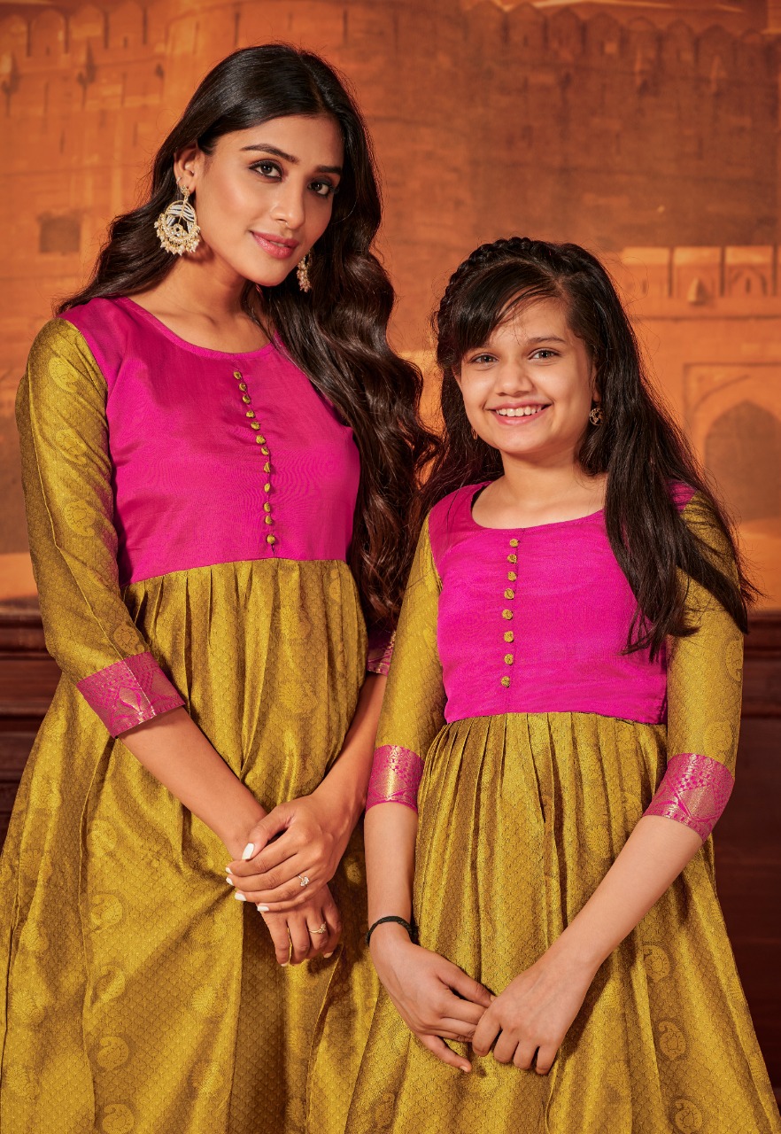 banwery mother and daughter silk regal look combo gown catalog