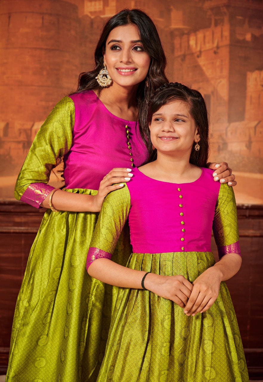 banwery mother and daughter silk regal look combo gown catalog