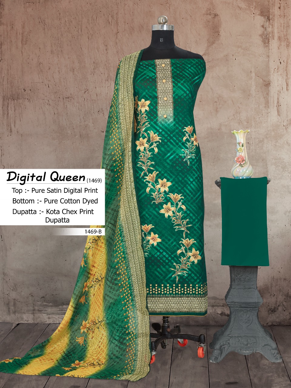 bipson digital queen d no 1469 cotton innovative digital print salwar suit colour set