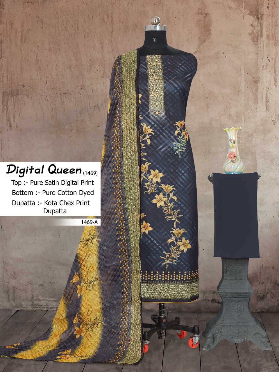 bipson digital queen d no 1469 cotton innovative digital print salwar suit colour set