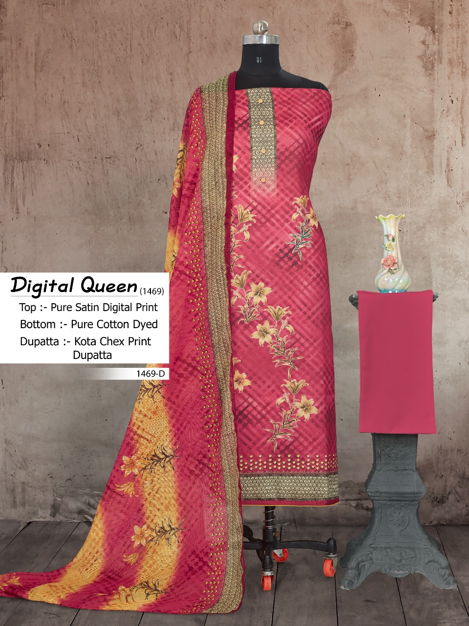 bipson digital queen d no 1469 cotton innovative digital print salwar suit colour set